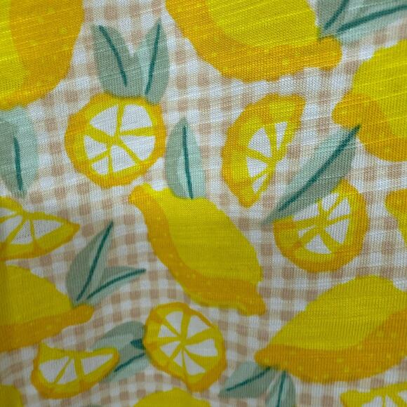 NWT Lands End Slub Jersey Tunic Swing Top Women XL Yellow Lemon Check 3/4 Sleeve - Picture 6 of 10